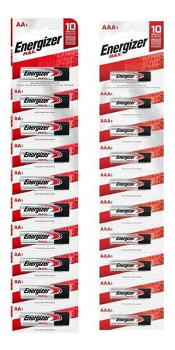 Kit Energizer 10 Pilas Alcalinas Aa + 10 Pilas Alcalinas Aaa