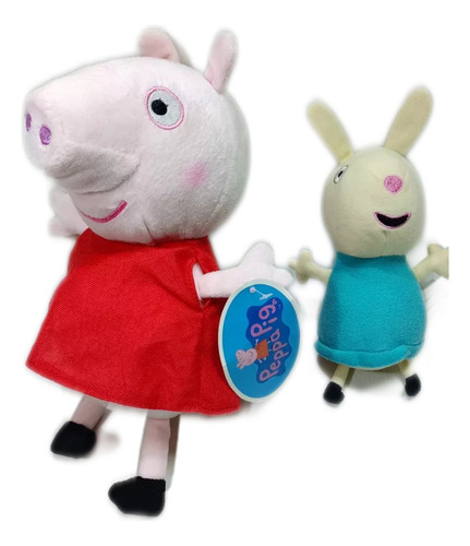 Peluche Pepa Pig Y Conejo Con Sonido Original 27 Cms 