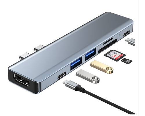 Adaptador Tipo C Para Macbook Pro 7 En 1  Dual Port