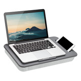 Mesa Para Laptop Acojinada Con Soporte Para Telefono Gris