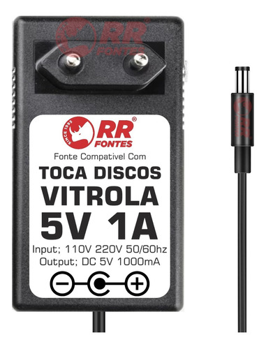 Fonte Carregador Dc 5v Para Toca-disco De Vinil Vitrola 