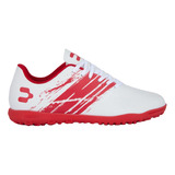 Tenis Futbol Charly 8004 Blanco Con Rojo Para Junior