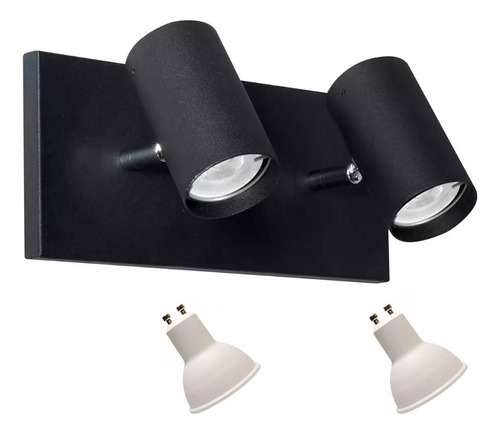 Aplique Pared 2 Luces Moderno Led Baño Gu10 Completo