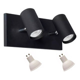 Aplique Pared 2 Luces Moderno Led Baño Gu10 Completo