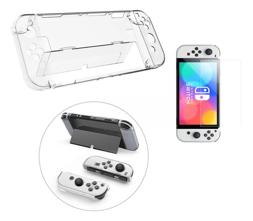 Carcasa Funda Para Nintendo Switch Oled + Láminas Protectora