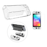 Carcasa Funda Para Nintendo Switch Oled + Láminas Protectora