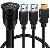 Batige Cable De Extensin Hdmi Y 2 Puertos Usb 3.0 De 3 Pies