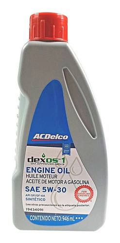 Aceite Acdelco 5w30 Sintetico Dexos 946 Ml