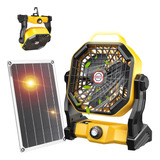 Ventilador De Camping Portatil + Panel Solar 10400mah-yellow
