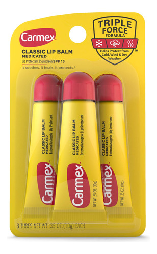 Carmex Bálsamo Labial Humectante Classic Lip Medicated X 3