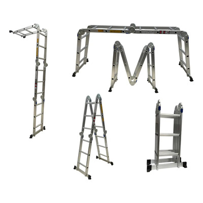 Escalera De Aluminio Multiposiciones 8en1 Vns Home 3.5 Mts Color Plateado | Meses sin interés