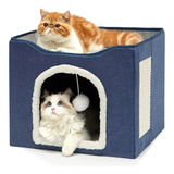 Cama Plegable Para Gatos Con Cojín Suave Rascadores Torre