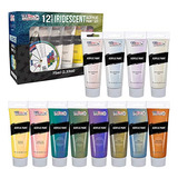 Set De Pinturas Acrilicas Iridiscentes Tubos 75ml 12 Colores