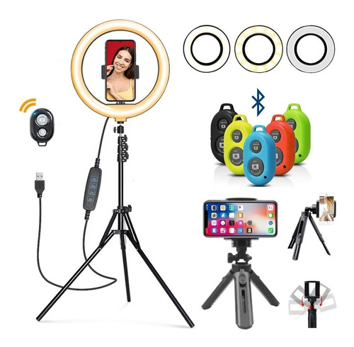 Hinglight Com Pedestal Tripe Ring Light  Polegadas  26 Cm