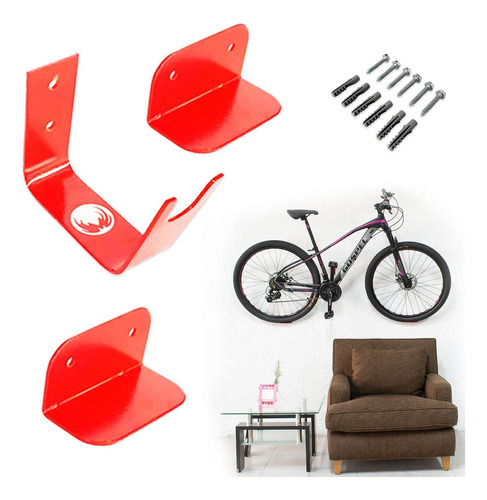 Soporte De Pared Para Colgar Bicicleta Rojo Pedal Mach