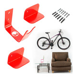 Soporte De Pared Para Colgar Bicicleta Rojo Pedal Mach