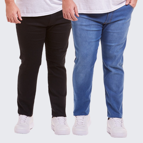 Kit Com 2 Calça Jeans Masculina Tamanho Grande Plus Size