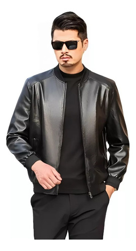 Chamarra Chaqueta Biker Piel Vinil Polo Slim Hombre Térmica