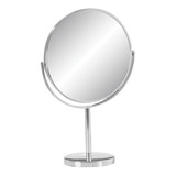 Espelho De Mesa Em Metal Cromado Dupla Face 5x Aumento