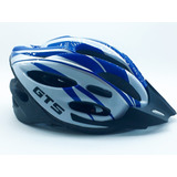 Capacete Com Sinalizador Led Bike Branco E Azul Gts