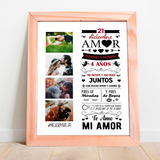 Cuadro Personalizados Parejas Romantico 21x29,7 Marco Madera