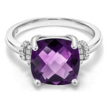 Gem Stone Anillo Plata 925 Con Amatista Morada Para Mujer 3