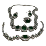 Collar,brazalete,aretes,anillo,turmalina Esmeralda Natural