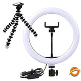 Kit Aro Luz Led Selfie 26cm Usb Anillo Tripode Calida Fria