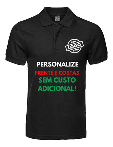 Camisa Polo Unissex Personalizada Sua Logo Uniforme Empresa