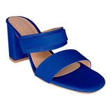 Sandalias Con Tacón Color Azul Para Dama