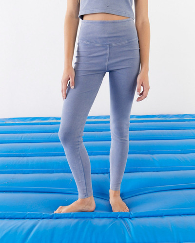 Legging Lavada Tiro Alto Soble Cintura Azul Mujer System