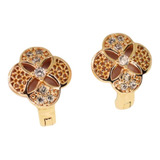 Aretes Mándala Floral Con Zircones - Baño Oro De 18k