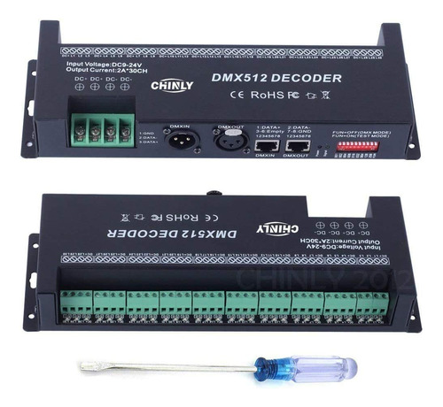 Decodificador Dmx De 30 Canales 512 Rgb Led Strip Controlle.