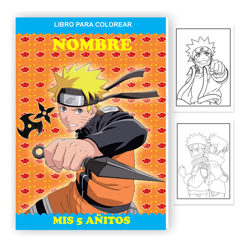 Kit Imprimir Librito Para Pintar Personalizado Naruto