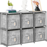 Cube Storage Organizer Shelf With 6 Printed Drawers  Labels,