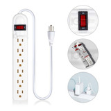 Multicontacto Divitech 6 Entradas Cable De Cobre Calibre 16 1800 Watts Color Blanco