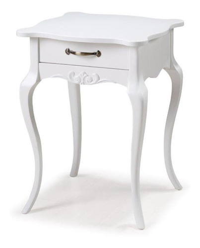  Mesa De Cabeceira Canon De Madeira Com 1 Gaveta Branco