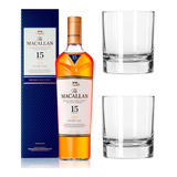 Whisky Macallan Double Cask 15 Años + 2 Vasos Cristal Regalo