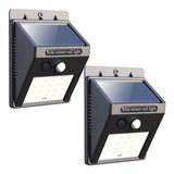 2 Lamparas Solar 20 Led Sensor Movimiento Jardin Mnr