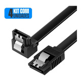 Kit 4 Cabo Dados Sata 3 6gbs 40cm Conector 90° Hd Ssd Preto