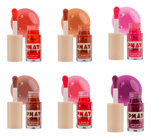 Italia Deluxe Phat N' Juicy Lip Glow Oil Set 6 Tonos