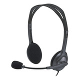 Headset Logitech H111 Stereo Com Fio E Microfone Entrada P3