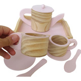 Juego De Te O Cafe Madera De Juguete 2 Tazas Bandeja Tetera