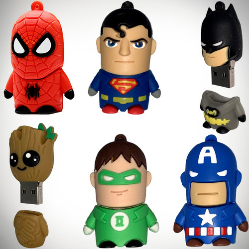 Usb De Superheroes Batman Superman Spiderman Groot Linterna