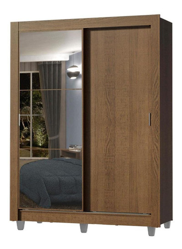 Guarda-roupa Solteiro Dallas Madesa 2 Portas Espelho Pés R Cor Rustic