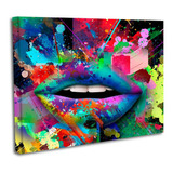 Cuadro Lienzo Canvas 50x60cm Pintura Labios Colores Grafiti