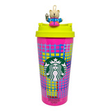 Vaso Starbucks Retro 80s Con Stopper De Oso Retro