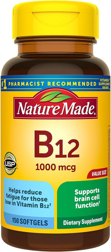 Vitamina B12 1000mcg Con 150 Softgels Nature Made Hecho Usa