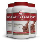 Kit 3 Whey Fort Vitafor Chocolate 900g