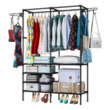 Rack Perchero Piso Closet Armable Organizador Ropa Colgador Color Negro